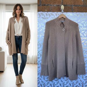 Kinross 100% Cashmere Cardigan M | Quiet Luxury Old Money oatmeal Sweater